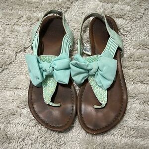 Material Girl mint flat bow sandals